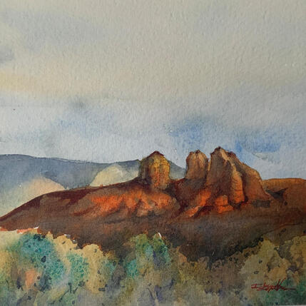 Peinture Sedona 340 par Seruch Capouillez Isabelle | Tableau Figuratif Aquarelle Nature, Paysages, Urbain