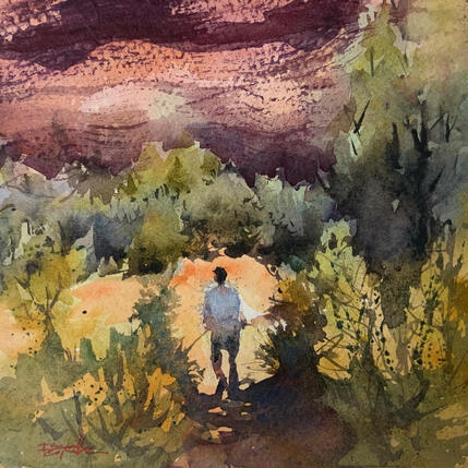 Peinture Sedona 342 par Seruch Capouillez Isabelle | Tableau Figuratif Aquarelle Nature, Paysages, Urbain