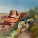 Peinture Sedona 345 par Seruch Capouillez Isabelle | Tableau Figuratif Paysages Urbain Nature Aquarelle