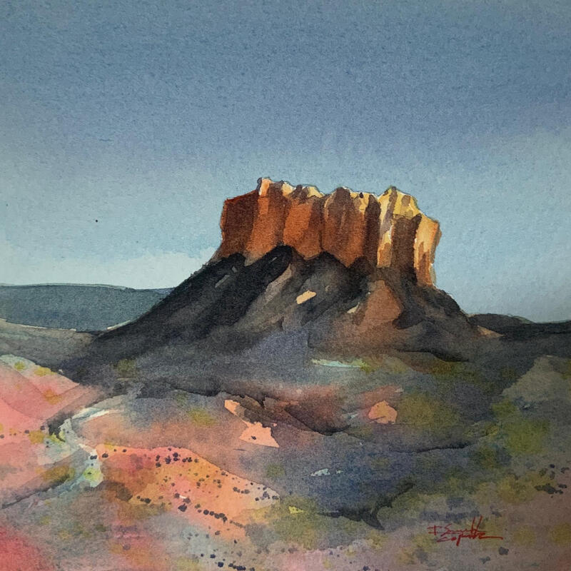 Peinture Sedona 347 par Seruch Capouillez Isabelle | Tableau Figuratif Paysages Urbain Nature Aquarelle
