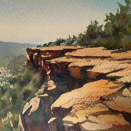 Peinture Sedona 348 par Seruch Capouillez Isabelle | Tableau Figuratif Aquarelle Nature, Paysages, Urbain