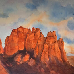 Peinture Sedona 155 par Seruch Capouillez Isabelle | Tableau Figuratif Aquarelle Nature, Paysages, Urbain