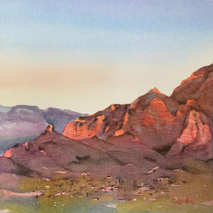 Painting Sedona 154 by Seruch Capouillez Isabelle | Painting Figurative Watercolor Landscapes, Nature, Pop icons, Urban