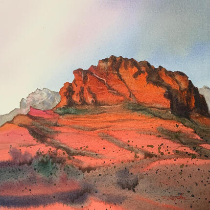 Painting Sedona 155 by Seruch Capouillez Isabelle | Painting Figurative Watercolor Landscapes, Nature, Pop icons, Urban