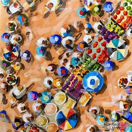 Peinture PLACE DE MARCHE par Lama Niankoye | Tableau Figuratif Acrylique Scènes de vie