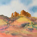 Painting Sedona 164 by Seruch Capouillez Isabelle | Painting Figurative Landscapes Urban Nature Watercolor