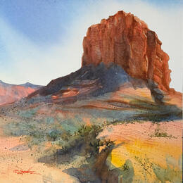 Painting Sedona 163 by Seruch Capouillez Isabelle | Painting Figurative Watercolor Landscapes, Nature, Urban