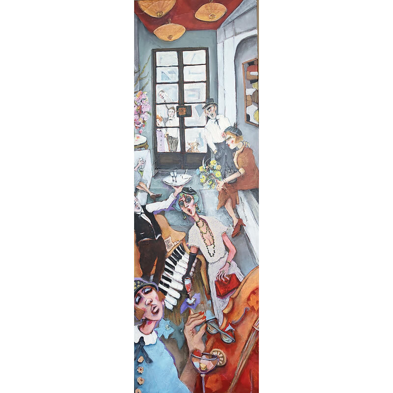 Painting See you at the opening reception ! by Garilli Nicole | Painting Figurative Acrylic Life style