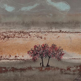 Peinture Fiona par Manconi Gil | Tableau Matiérisme Métal, Upcycling Paysages