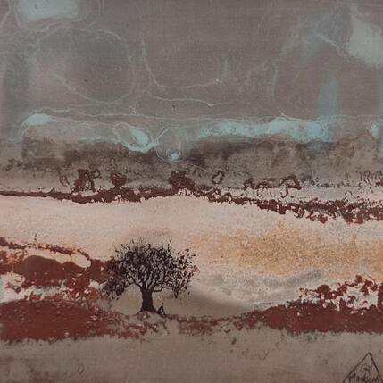 Peinture Flora par Manconi Gil | Tableau Matiérisme Métal, Upcycling Paysages