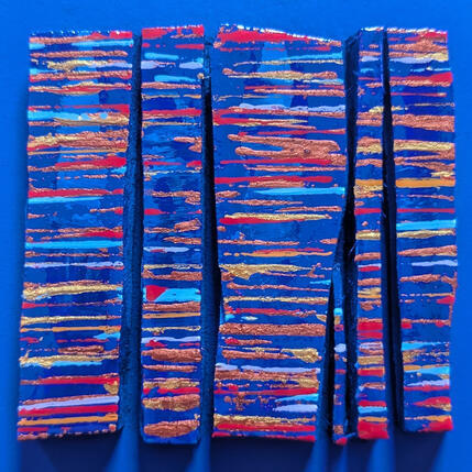 Peinture Bc6 fine bleu rouge cuivre par Langeron Luc | Tableau