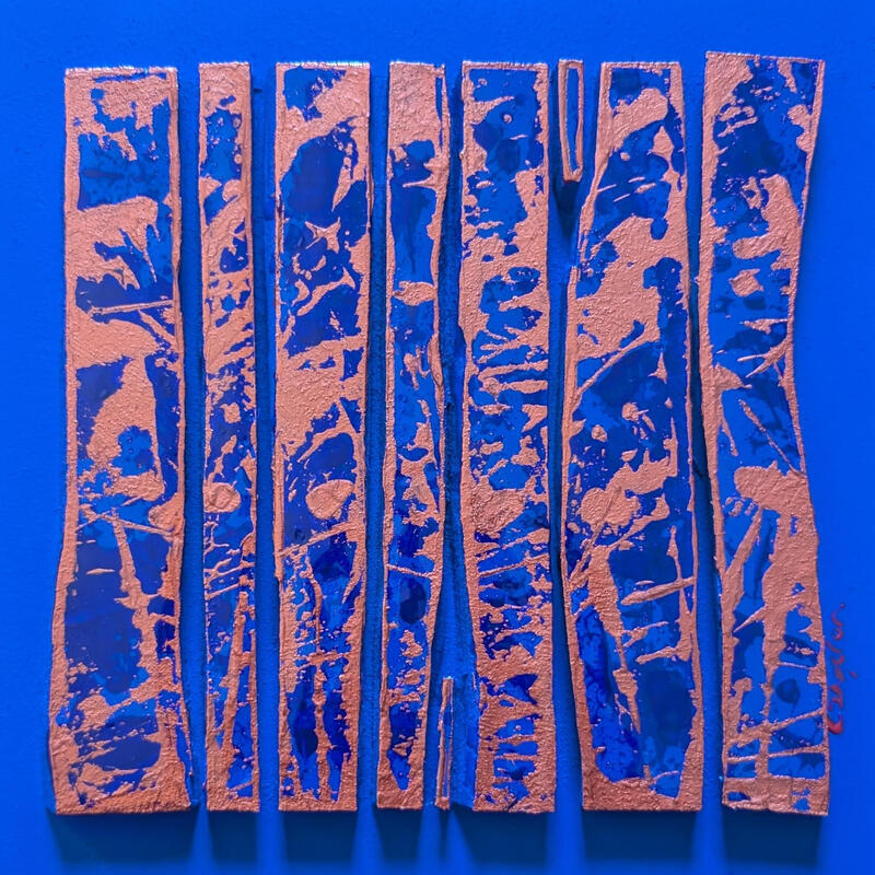 Pintura Bc9 street bleu klein cuivre por Langeron Luc | Pintura Tema Madera Acrílico Resina