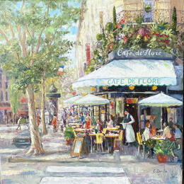 Painting café des fleurs by Dontu Grigore | Painting