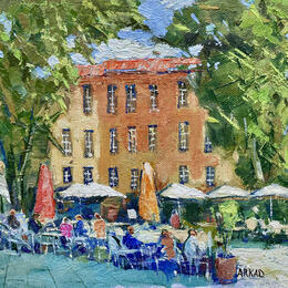Painting     Douceur de terrasse by Arkady | Painting Figurative Oil Pop icons