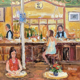 Painting     Le temps d’un café by Arkady | Painting Figurative Oil