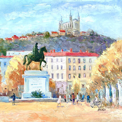 Painting     Lyon, lumière sur Fourvière by Arkady | Painting Figurative Oil