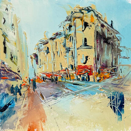 Painting A l'angle de la rue by Raffin Christian | Painting Figurative Oil Urban
