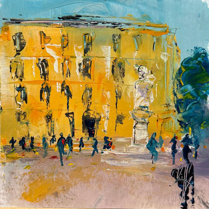 Painting Sur la place by Raffin Christian | Painting Figurative Oil Urban