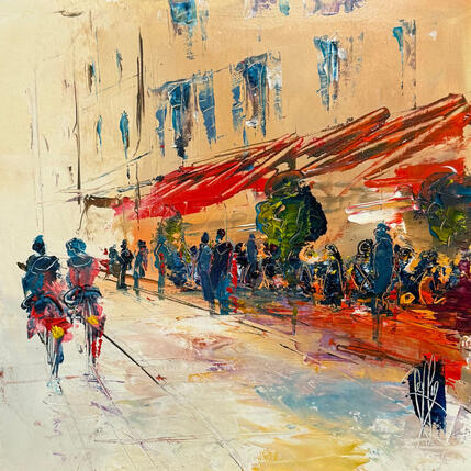 Painting Le long du café by Raffin Christian | Painting Figurative Oil Pop icons, Urban