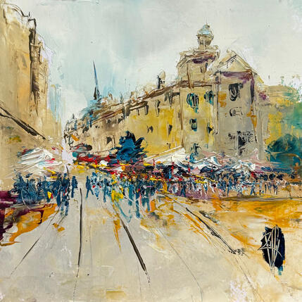 Painting Sur la place by Raffin Christian | Painting Figurative Oil Pop icons, Urban