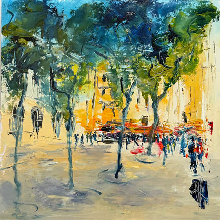 Painting Place ombragée by Raffin Christian | Painting Figurative Oil Urban