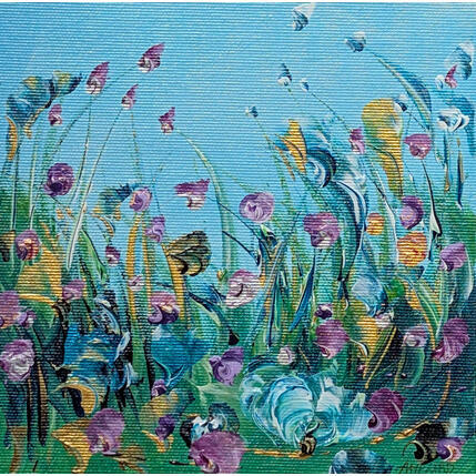 Peinture Envolée de fleurs mauves par Amblard Florence | Tableau Impressionnisme Acrylique Nature, Paysages