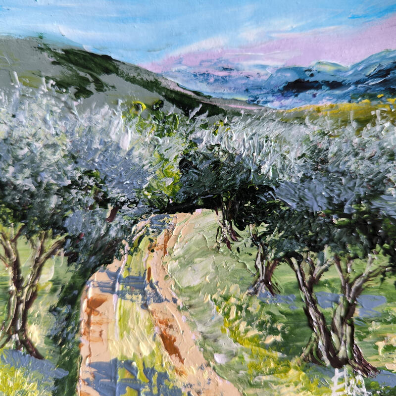 Peinture Un chemin de Provence. par Rey Ewa | Tableau Figuratif Paysages Acrylique