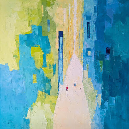 Painting Bonjour le printemps by Tomàs | Painting Impressionism Oil Life style, Society, Urban