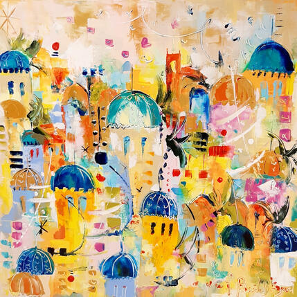 Painting Aux confins de l Asie Centrale by Bastide d´Izard Armelle | Painting Abstract