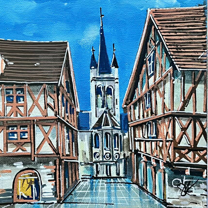 Gemälde Église Notre-Dame, à Dijon von Touras Sophie-Kim | Gemälde Realismus Öl Architektur, Landschaften, Urban