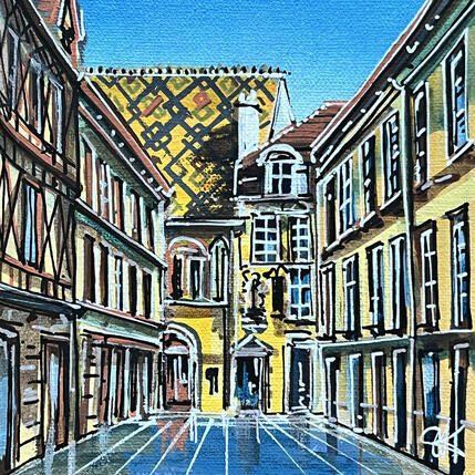 Gemälde Balade rue des Forges à dijon von Touras Sophie-Kim | Gemälde Realismus Öl Architektur, Landschaften, Urban