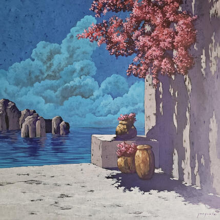 Painting Bougainvillier by Pasquale | Painting Figurative Acrylic Architecture, Landscapes, Nature