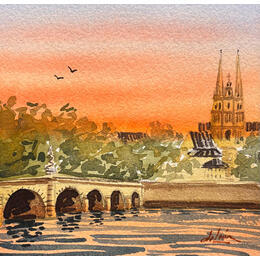 Gemälde Lueurs von De León Lévi Marcelo | Gemälde Figurativ Aquarell Urban