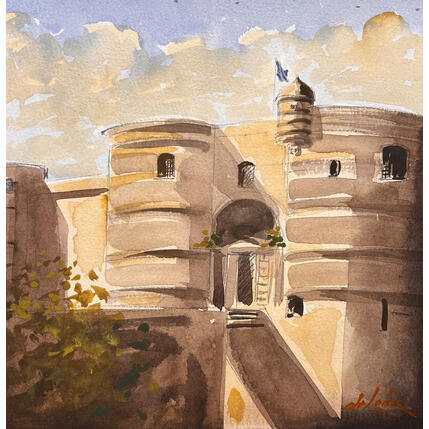 Painting L'entrée du château by De León Lévi Marcelo | Painting Figurative Watercolor Pop icons, Urban