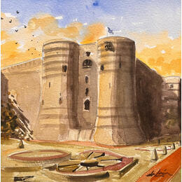 Gemälde La Porte des Champs von De León Lévi Marcelo | Gemälde Figurativ Aquarell Pop-Ikonen, Urban