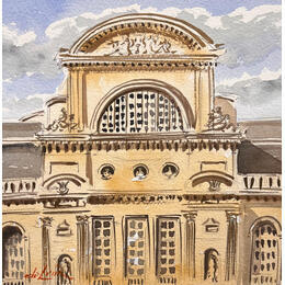 Gemälde Fronton von De León Lévi Marcelo | Gemälde Figurativ Aquarell Pop-Ikonen, Urban