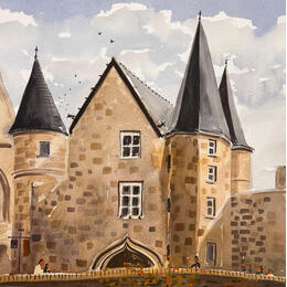 Gemälde Demeure de la Cité von De León Lévi Marcelo | Gemälde Figurativ Aquarell Urban