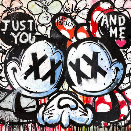 Peinture Minnie et Mickey, just you and me par Cornée Patrick | Tableau Pop-art Graffiti, Huile Cinéma, Icones Pop, Scènes de vie
