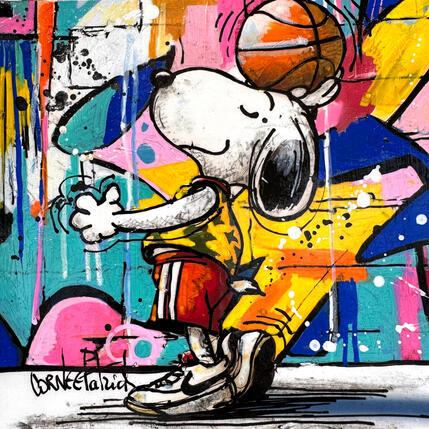 Painting Snoopy loves basketball by Cornée Patrick | Painting Pop-art Graffiti, Oil Cinema, Life style, Sport