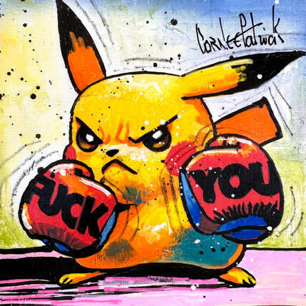 Painting Pikachu, fuck you by Cornée Patrick | Painting Pop-art Graffiti, Oil Life style, Pop icons, Sport
