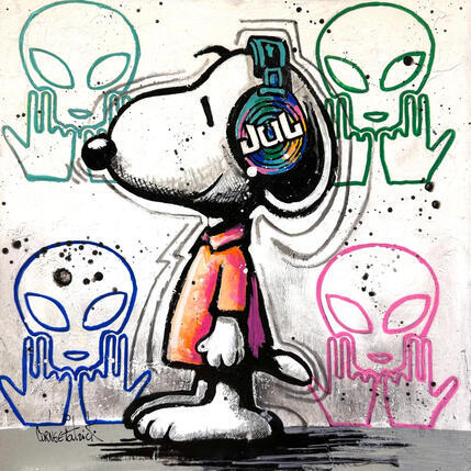 Peinture Snoopy, JUL, j'oublie tout par Cornée Patrick | Tableau Pop-art Graffiti, Huile Icones Pop, Musique, Scènes de vie