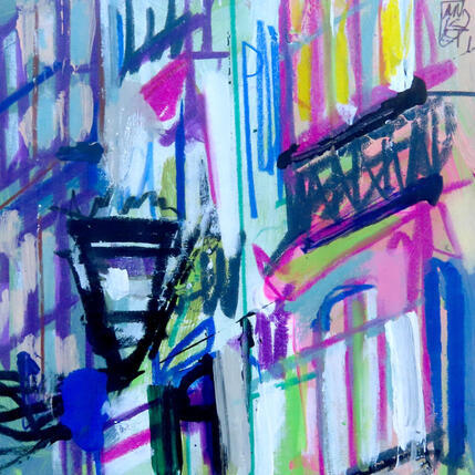 Painting siete calles part 1 by Anicet Olivier | Painting Figurative Acrylic, Pastel Architecture, Urban