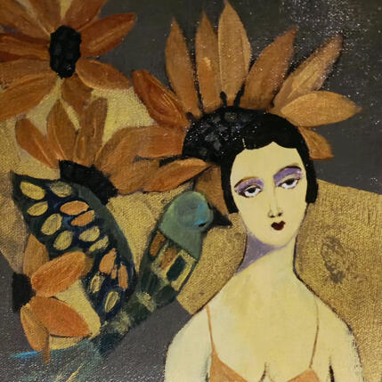 Peinture L'oiseau aux reflets d'or par Sundblad Silvina | Tableau