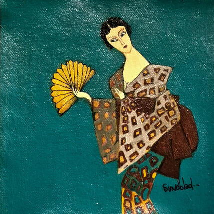 Peinture Dame turquoise par Sundblad Silvina | Tableau
