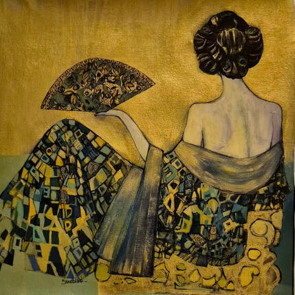 Peinture Murmure de soie dorée par Sundblad Silvina | Tableau