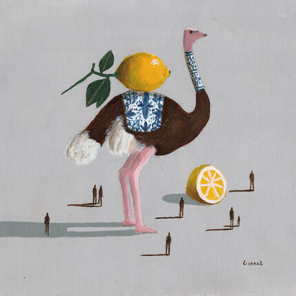 Peinture Autruche aux citrons par Lionnet Pascal | Tableau