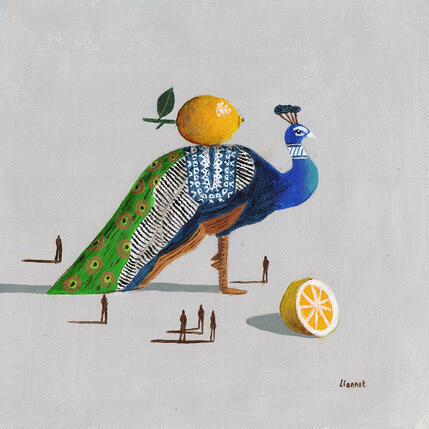 Peinture Paons aux citrons par Lionnet Pascal | Tableau