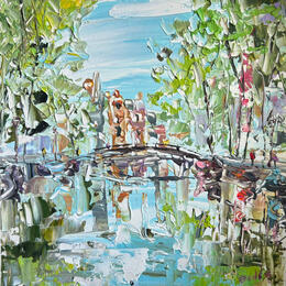 Painting the gentle canal song by Rodrigues Bené | Painting Figurative Acrylic Urban