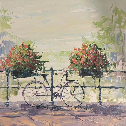 Painting between clouds and flowers by Rodrigues Bené | Painting Figurative Acrylic Urban
