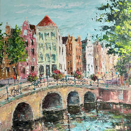 Painting windows of Amsterdam by Rodrigues Bené | Painting Figurative Acrylic Urban